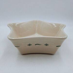 Longaberger Pottery Woven Traditions Heritage Green Large Star Bowl Dish 9 Inch